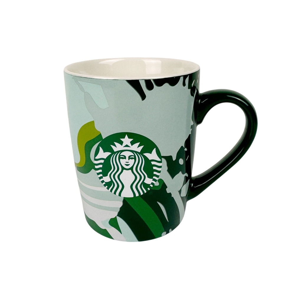 Starbucks Mug 2021 Green Shades Swirl 10 Oz Coffee Tea‎ Abstract Mountain Scene